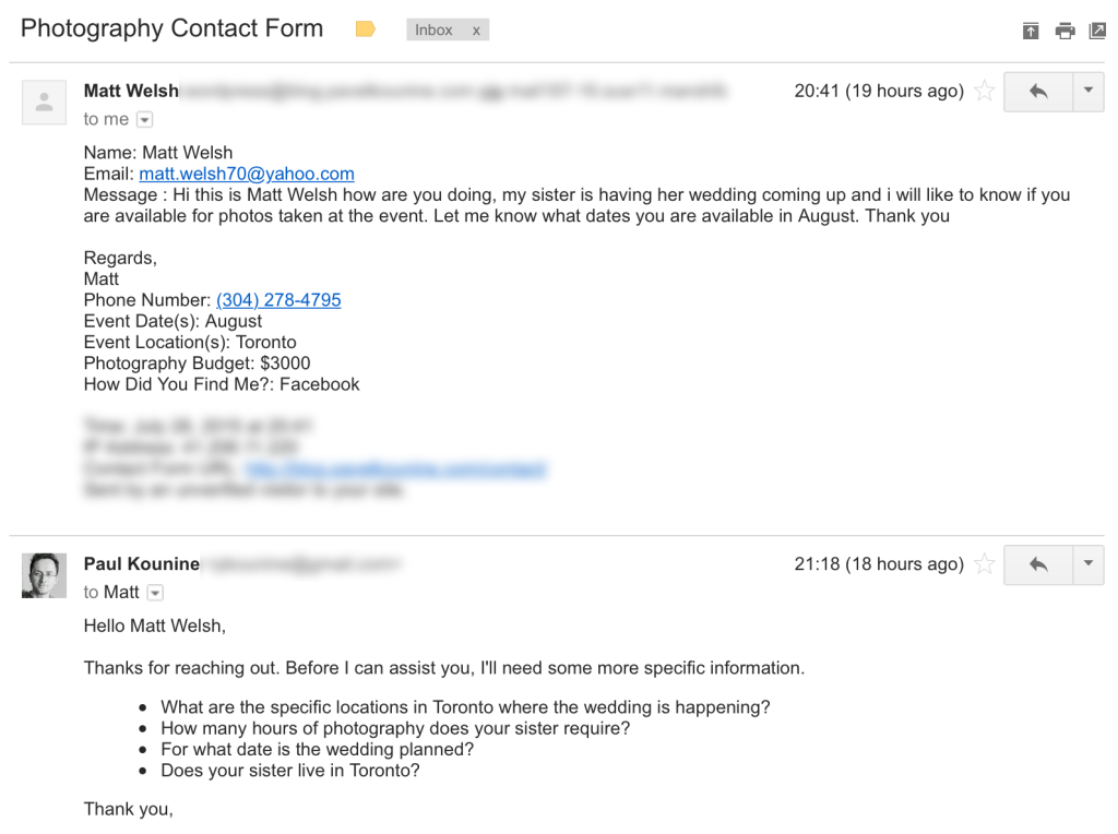 a scam targeting wedding photographers rangefinder