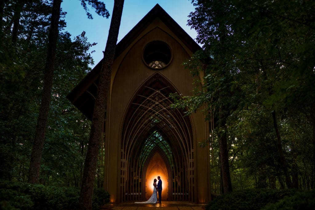 glow of newlyweds in forest photography inspiration