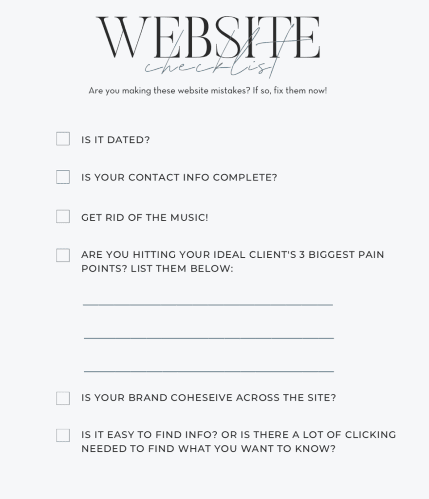 website photo tips checklist