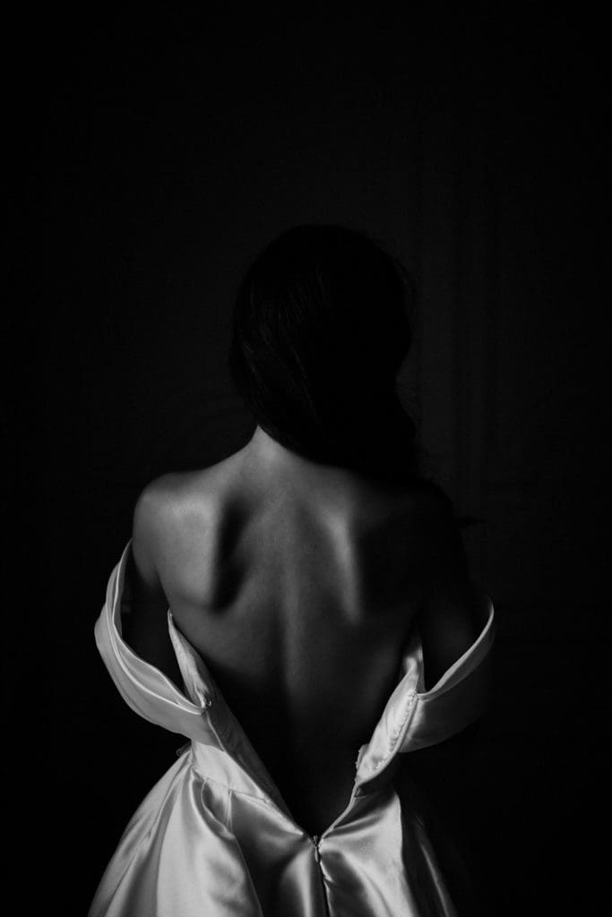 Contemporary photo of bride's back