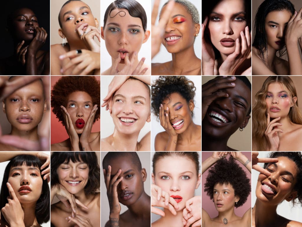 Beauty photo posing with hands and big look