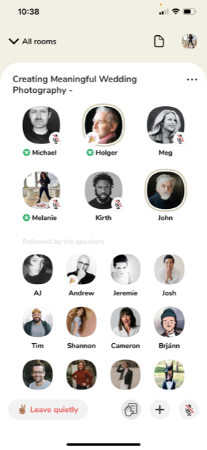 The Clubhouse Audio-Only social media app's only photo usage are the tiny member headshots.