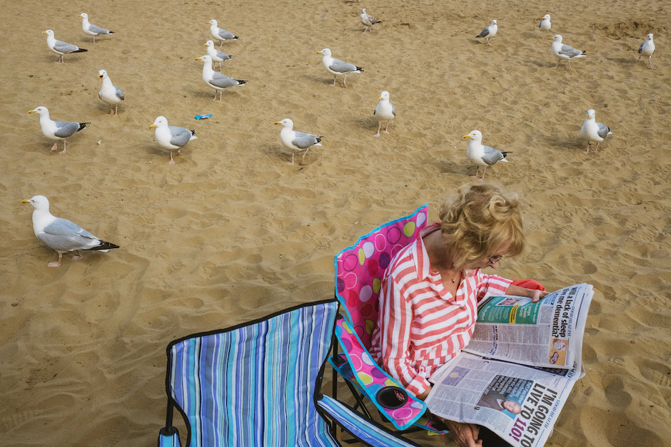 Street and documentary photography example, woman at beach